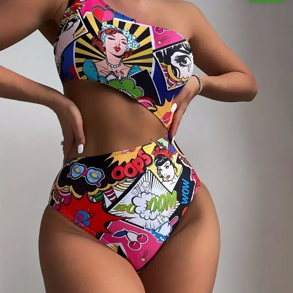 MISSLOOK Colorful Pop Art One Piece Swimsuit - Picture 8 of 9